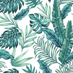 Tapeta: Duże egzotyczne liście na białym tle