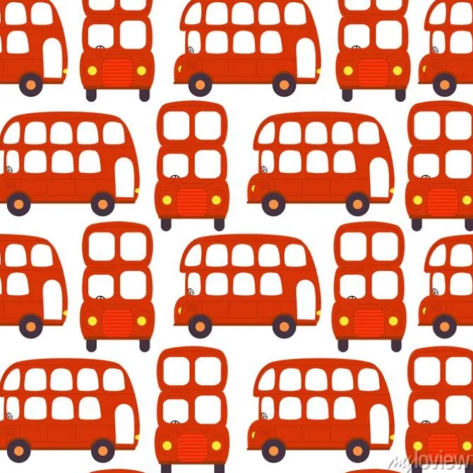 Tapeta: Dwupiętrowe autobusy w kolorze czerwonym
