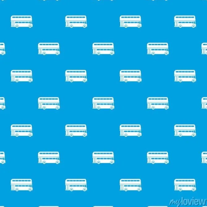 Tapeta: Dwupunktowy autobusowy wzór bezszwowy niebieski