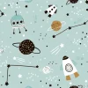 Tapeta: Dziecięcy wzór planety i statki w kosmosie