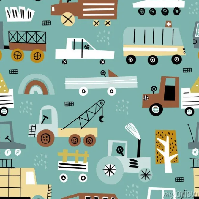 Tapeta: Dziecięcy wzór z autkami