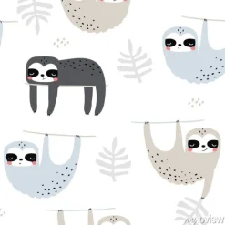 Tapeta: Dziecięcy wzór z zabawnymi leniwcami