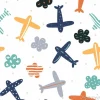 Tapeta: Dziecinna wzór z samolotów i chmur. drukuj słodkie dzieci. wektorowa