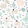 Tapeta: Dziewczęcy pastelowy wzór w dinozaury