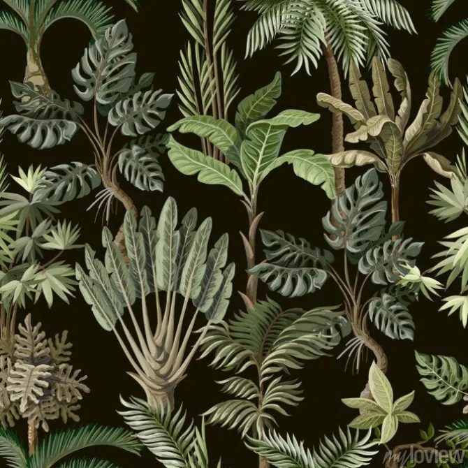Tapeta: Egzotyczne rośliny na ciemnym tle