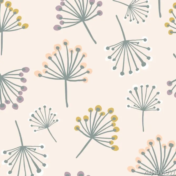 Tapeta: Elegancki wzór bez szwu z gałązką kwiatową w pastelowych kolorach.