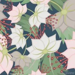 Tapeta: Elegant vector seamless pattern with lotus flowers. vintage floral