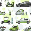 Tapeta: Elektryczny wektorowy samochód z panel słoneczny eco transportu