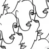 Tapeta: Faces, modern, seamless pattern in line drawing, black and white