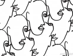 Tapeta: Faces, modern, seamless pattern in line drawing, black and white