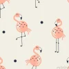 Tapeta: Flamingo ptak wzór na neutralnym tle, letnie tkaniny dla dzieci