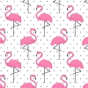 Tapeta: Flamingo seamless pattern on polka dots background