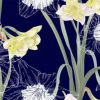 Tapeta: Floral seamless pattern, daffodil flowers with leaves on dark