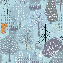 Tapeta: Forest seamless pattern background with winter trees.