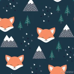 Tapeta: Fox seamless pattern background, scandinavian happy cute fox