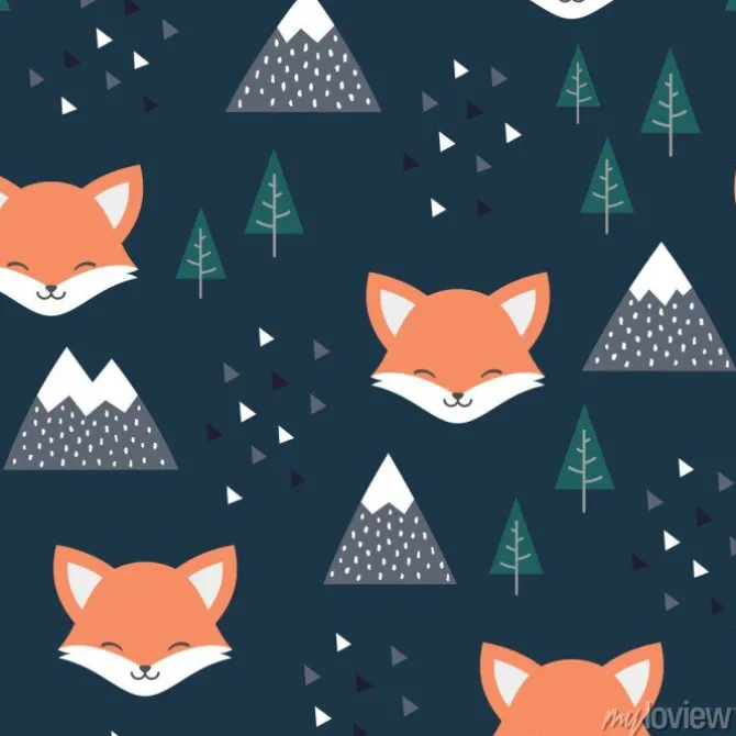 Tapeta: Fox seamless pattern background, scandinavian happy cute fox