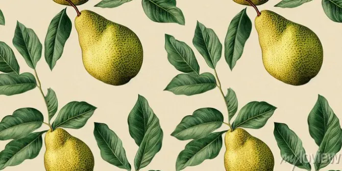Tapeta: Fruit pattern. seamless pattern of pears and leaves. vintage