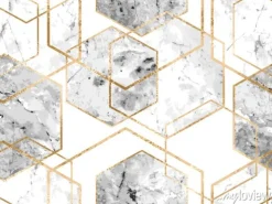 Tapeta: Geometryczny wzór ze złotymi liniami i marmurem