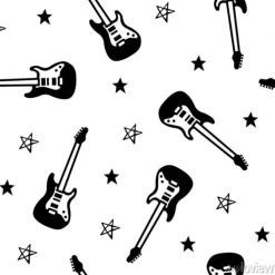 Tapeta: Gitara wzór, czarno-biały