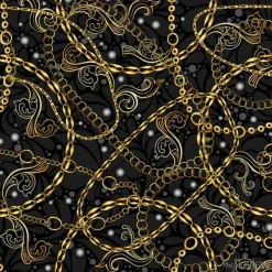 Tapeta: Golden and silver chains baroque jewelry seamless vector pattern.