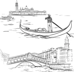 Tapeta: Gondolier w pobliżu wyspy lido, most rialto, wenecja