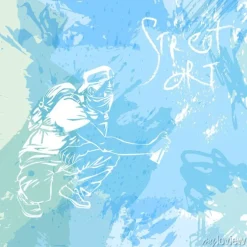 Tapeta: Graffiti facet czyni sztukę ulicy na ścianie.