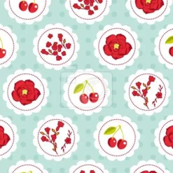 Tapeta: Grannys cherry garden niebieski