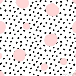 Tapeta: Groszki różowe i czarne na białym tle