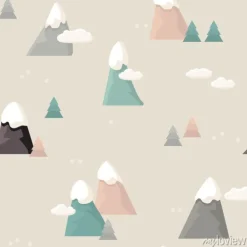 Tapeta: Górski wzór. mieszkanie w stylu cartoon mountain
