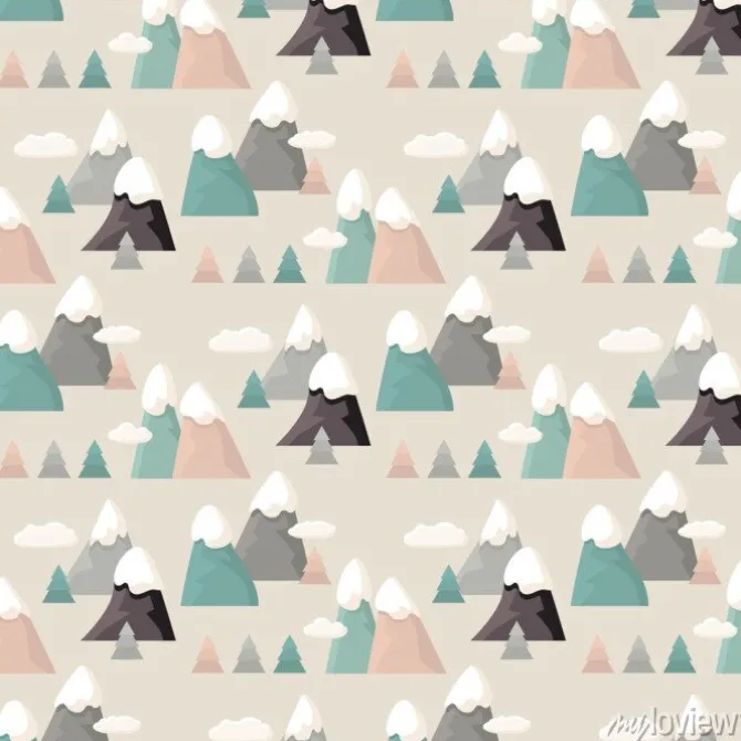 Tapeta: Górski wzór. mieszkanie w stylu cartoon mountain.