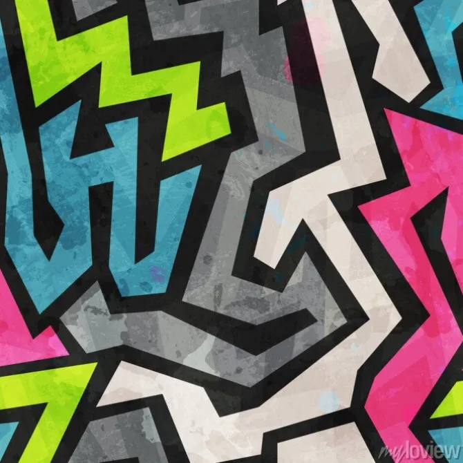 Tapeta: Grunge graffiti bez szwu deseń