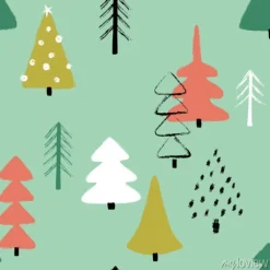 Tapeta: Grunge winter forest seamless pattern.