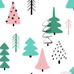 Tapeta: Grunge winter forest seamless pattern.