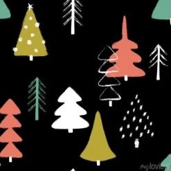 Tapeta: Grunge winter forest seamless pattern.