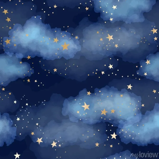 Tapeta: Gwiazdki na niebieskim niebie dla dzieci