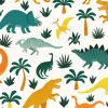 Tapeta: Hand drawn seamless pattern with dinosaurs and tropical leaves