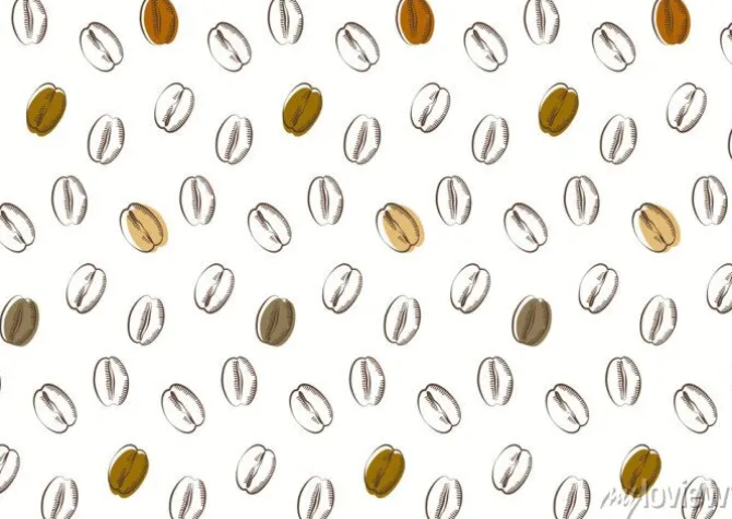 Tapeta: Illustration pattern with coffee beans(sketch)