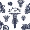 Tapeta: Ilustracja bez szwu wektor wzór motocykla