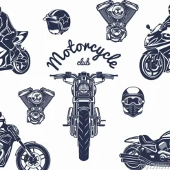Tapeta: Ilustracja bez szwu wektor wzór motocykla