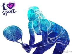 Tapeta: Jasna akwarela sylwetka tenisista. ilustracja wektora sportu.