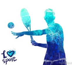 Tapeta: Jasna akwarela sylwetka tenisista. ilustracja wektora sportu.