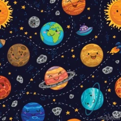 Tapeta: Jednolite tło wzór z miejsca planet, gwiazd i komet.