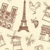 Tapeta: Jednolite tło z szkice na temat paryża i francji