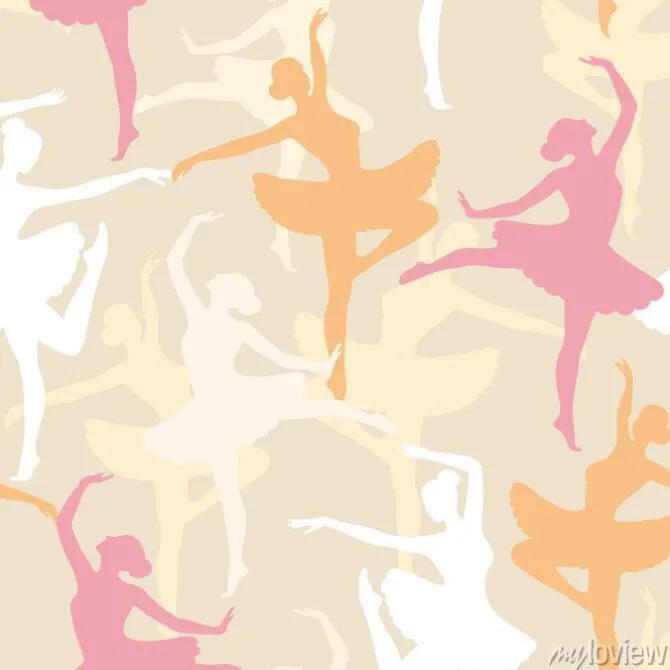 Tapeta: Jednolite wektora wzór z sylwetk? tancerka ballerinas