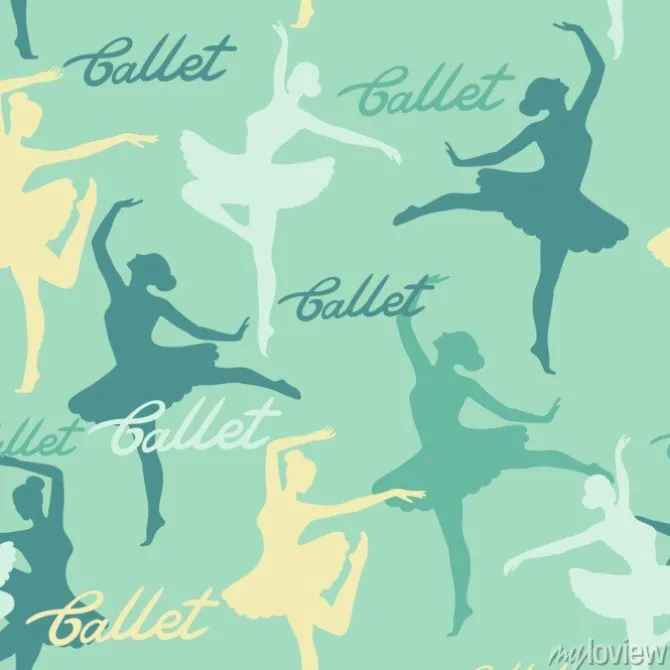 Tapeta: Jednolite wektora wzór z sylwetk? tancerka ballerinas. balet