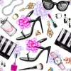 Tapeta: Jednolite wzór akwarela z różnymi akcesoriami kobiet
