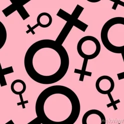 Tapeta: Jednolite wzór z czarnymi symbolami płci żeńskiej. samice oznaki