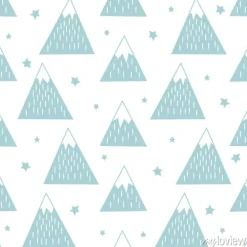 Tapeta: Jednolite wzór z geometrycznych ośnieżonych gór i gwiazd. proste