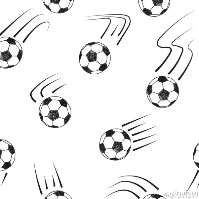 Tapeta: Jednolite wzór z kulkami doodle piłkarskich. czarno-białe tło