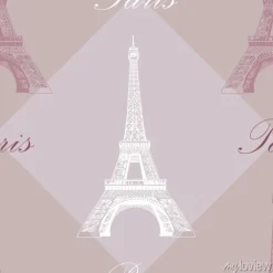Tapeta: Jednolite wzór z wieży eiffla na szarym i fioletowym tle
